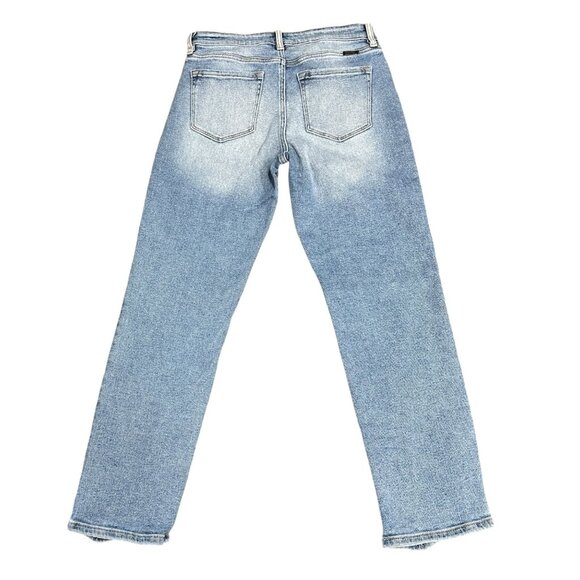 KanCan Women 26 Light Wash Blue Ankle Jeans Stretch Straight Mid RIse Ripped Hem - Picture 6 of 16